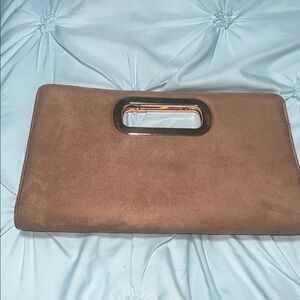 Elegant Tan Suede Clutch